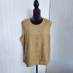 VTG South Dudley Linen Shirt Womens Tan Beige Sleveless Top Shirt Plus Size 3X